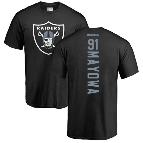 Men Oakland Raiders Black Benson Mayowa Backer NFL Football #91 T Shirt->nfl t-shirts->Sports Accessory